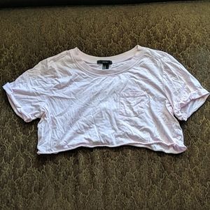 Cropped Pink Tee with Pocket